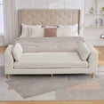 thumbnail image 2 of Chic Chenille Floral Print Chaise Lounge with Rubberwood Legs and Comfort Foam Cushion 83.1 Inch Stylish Addition for Any Apartment, 2 of 11
