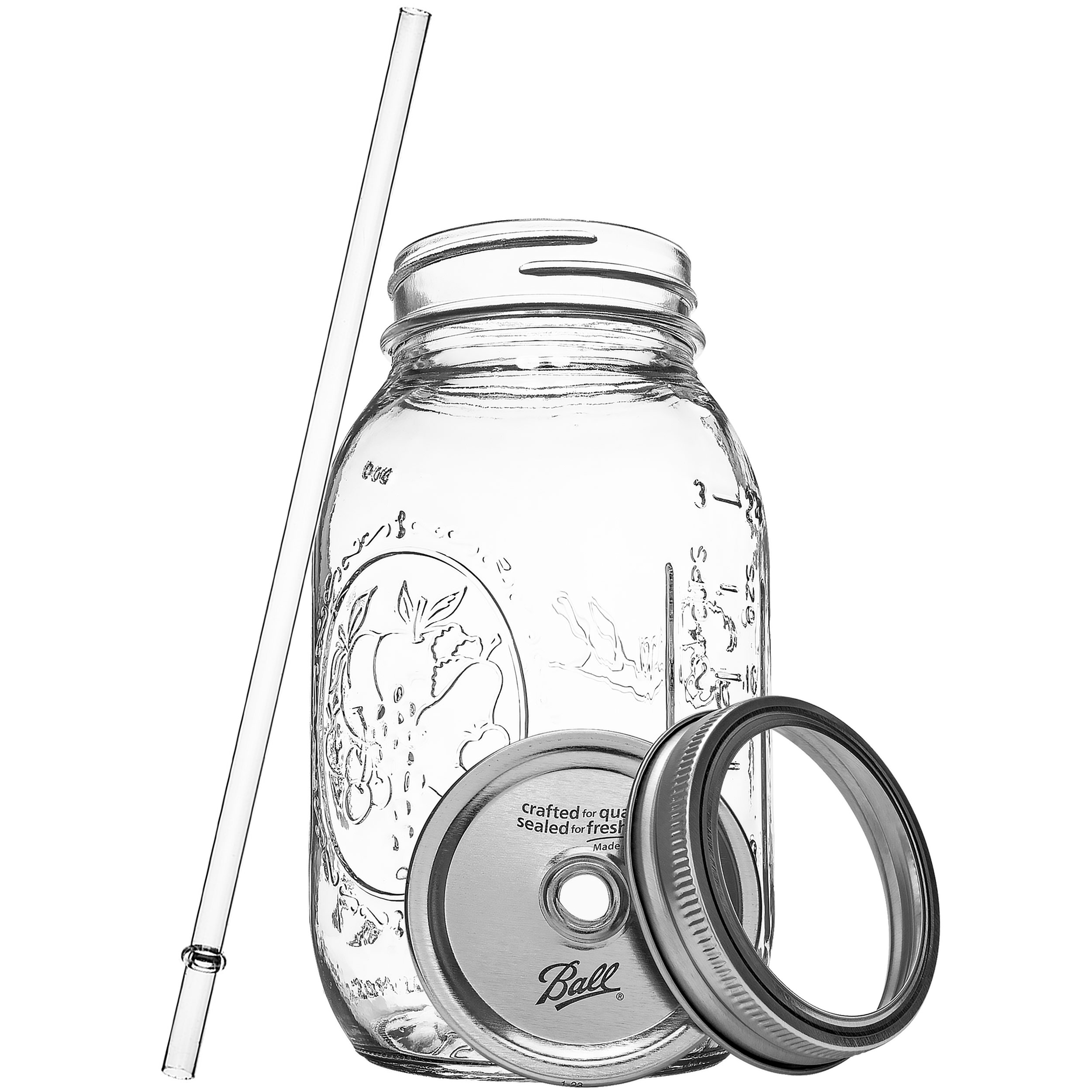 Redneck Guzzler Drinking Sipping Jar 32oz Ball Mason Jar w/ Acrylic Straw 2 Pack