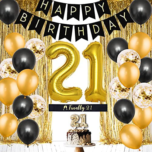 Gold Sparkling Celebration 21st Birthday Party Tableware Decorations Balloons 