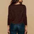 thumbnail image 5 of Women's Knitted Cardigan Short Knit Round Neck Open Front Sweater Button Down, Elegant and Casual, Ideal for Office and Everyday Outings,Brown,M, 5 of 5