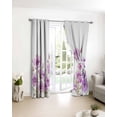 thumbnail image 3 of Purple Spring Floral Blackout Curtains for Bedroom/Living Room, Thermal Insulated Kitchen Curtains, Summer Botanical Watercolor Flower Grommet Darkening Window Treatment Drapes 52"x63"x2, 3 of 8