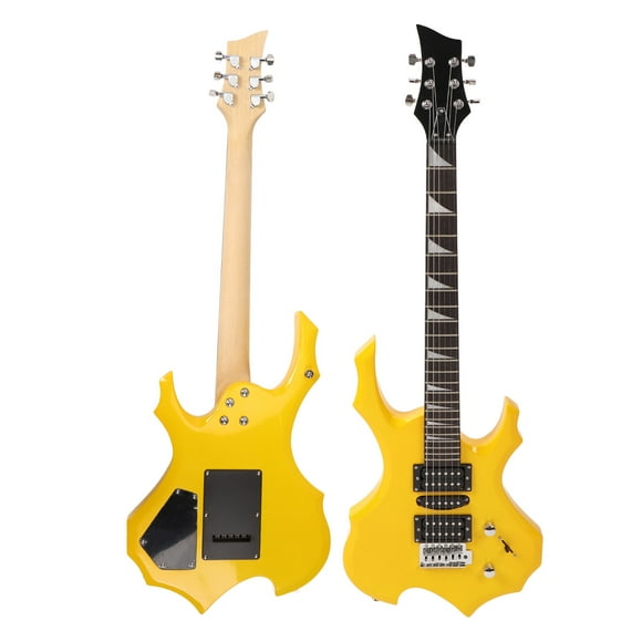 Guitar, Electric Guitar Kit Yellow Excellent Sound Quality Ergonomic Neck for Practice for Beginner