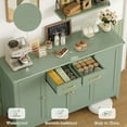 thumbnail image 6 of Hiphuta 55" Wide Buffet Cabinet with 2 Drawers & Adjustable Shelves, Modern Coffee Bar Cabinet with 2 Drawers and Sturdy Base for Living Room, Green, 6 of 7
