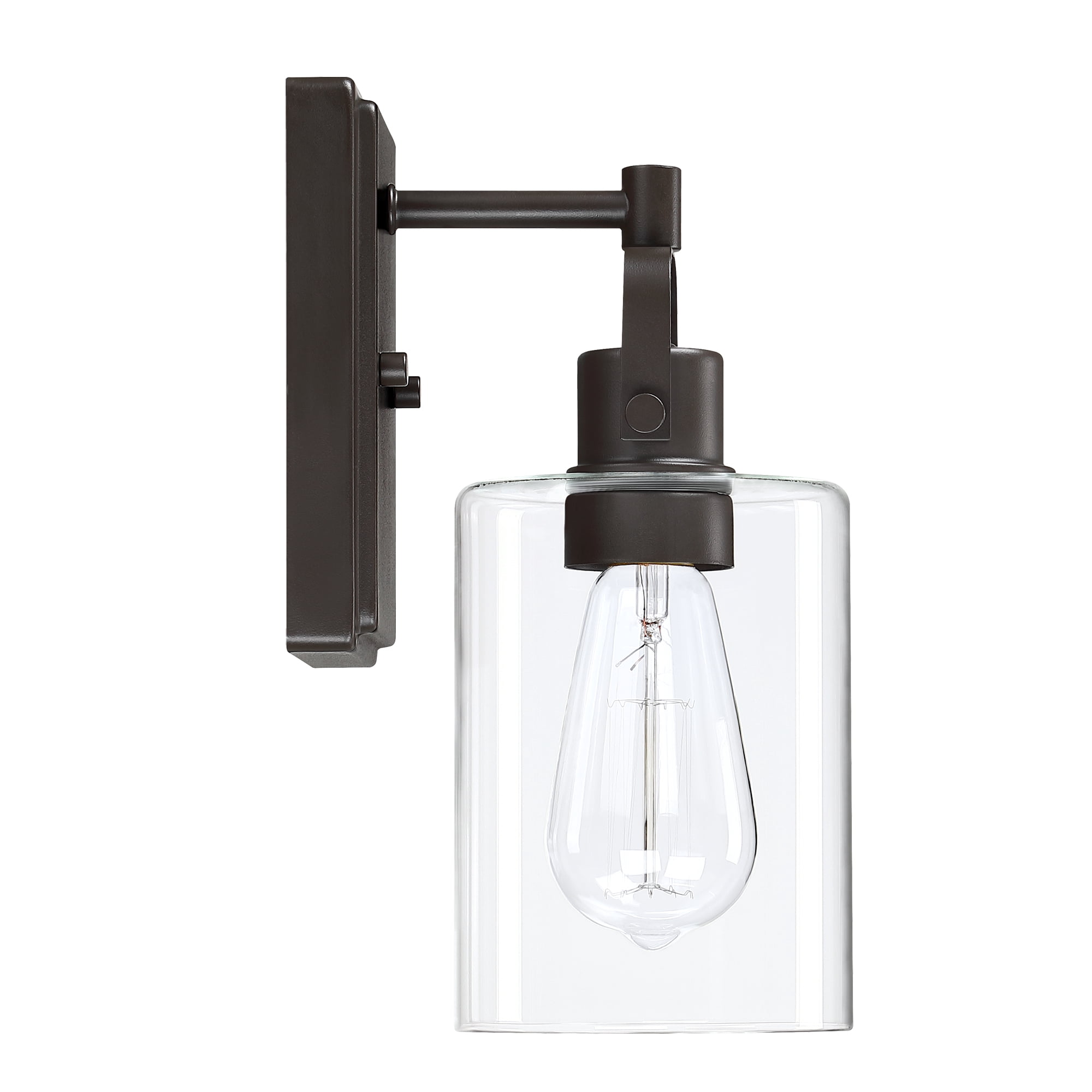 1-Light Bronze Bathroom Lighting over Mirrors Modern Vanity Light Fixtures with Clear Glass Shade