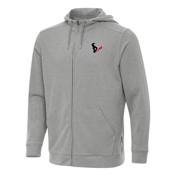 Men's Antigua Heather Gray Houston Texans Effortless Full-Zip Hoodie