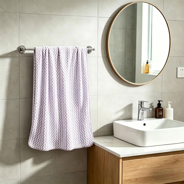 Toalla de felpa de poliéster con textura de ondas de agua | Toalla de baño absorbente de secado rápido | Toalla facial suave para la limpieza diaria del hogar