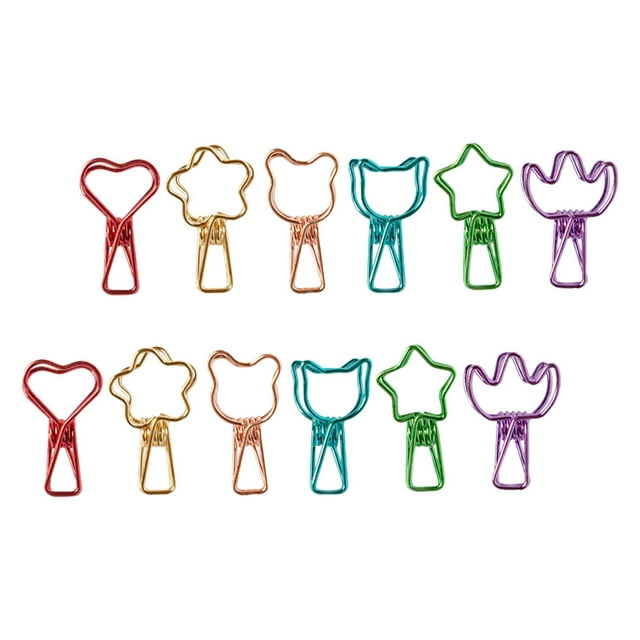 UPOUART 12Ud Clips Decorativos De Metal Multicolor Para Oficina Y Organización De