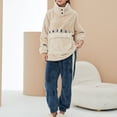 thumbnail image 2 of SWSMCLT Women's Cute Pajama Set Flannel Long Sleeve Pant2 Piece Pj Fleece Warm Fuzzy Winter Beige X-Large-XX-Large, 2 of 4