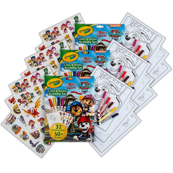 Crayola Color & Sticker Activity Set, Paw Patrol, 3 Sets