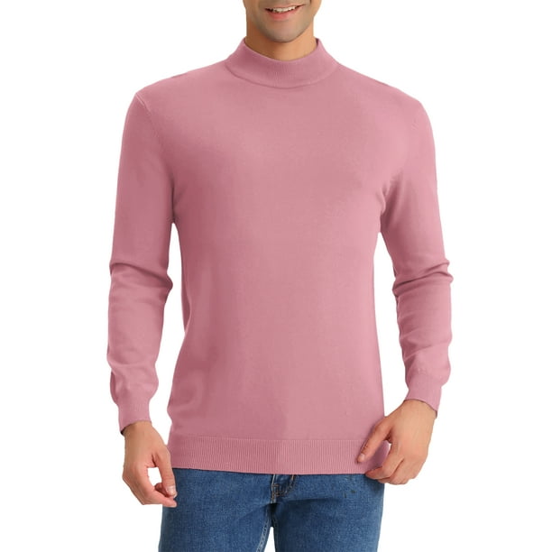 Lars Amadeus Men's Mock Neck Sweater Solid Color Classic Long Sleeves Knit Pullover
