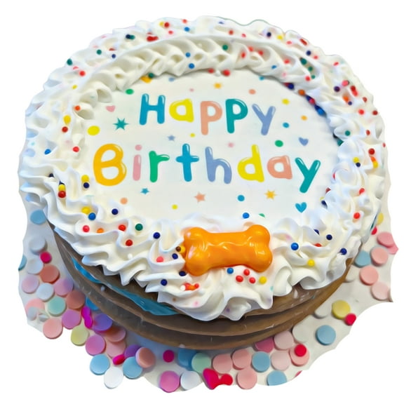 DEZICAKES Dog Birthday Cake- Bad to the Bone Dog Cake-  Edible Puppy Party Crunchy Cookie Cake- Handmade with Love- Perfect Dog Party Cake Boxed, Iced and Decorated