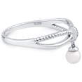 thumbnail image 3 of Silver Knot Band With Hanging Freshwater Pearl And Cubic Zirconia Ring, 3 of 3