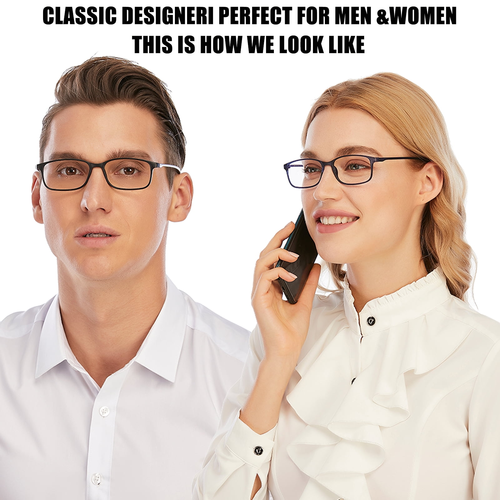 Computer Reading Glasses Blue Light Block - Comfortable Lightweight TR90 Flexible Frame UV Protection Anti Glare Eye Strain Readers, 1.5