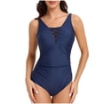 thumbnail image 2 of Pounoo Womens Swimwear Colorblock Deep V Neck Slim Fit Stretchy Lightweight One Piece Swimsuits Bathing Suits Summer Outfit Gift, 2 of 8
