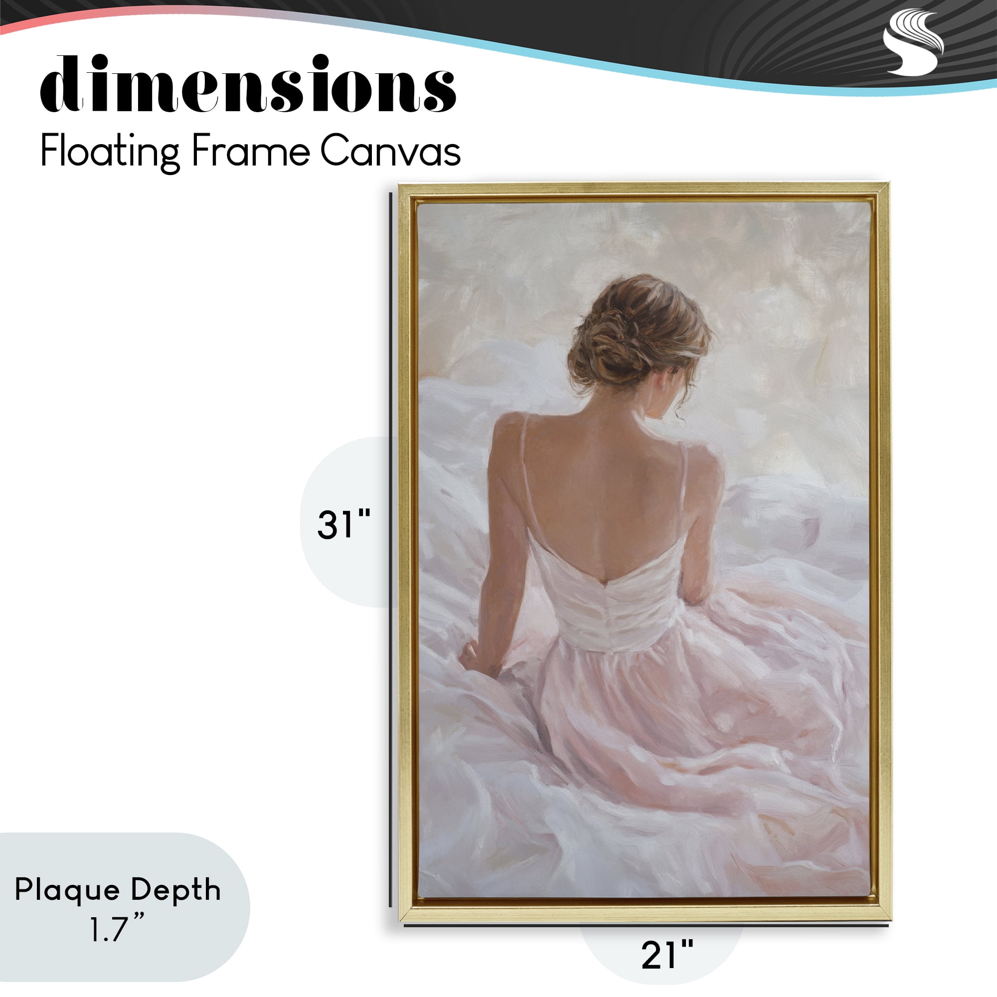 Stupell Industries Quiet Reflection in Pastel Pink Gold Framed Floater Canvas Wall Art, design by Petal Prints Design
