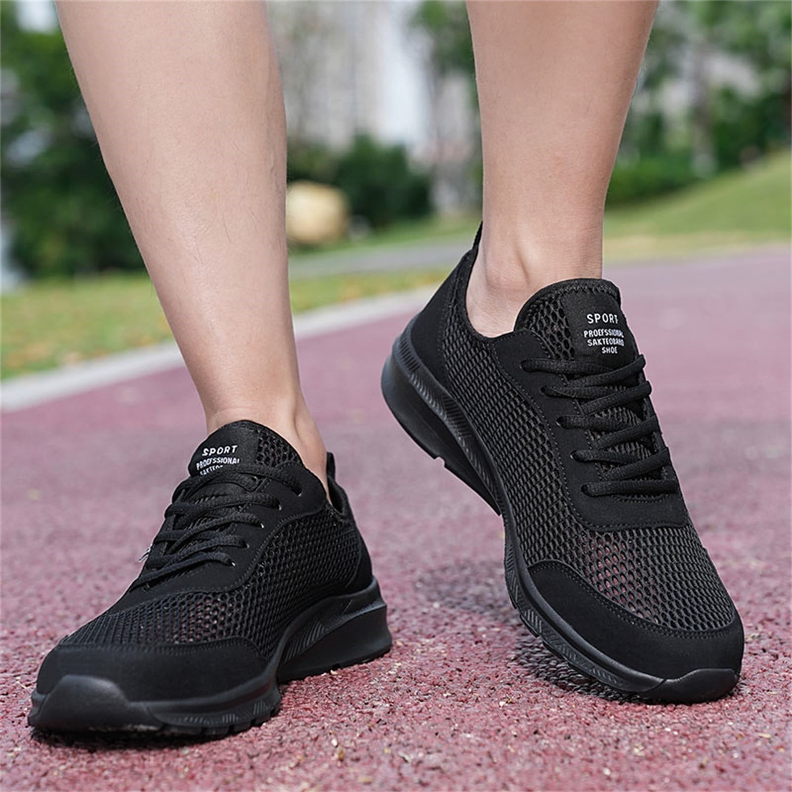 Yindaity Trail Running Shoes Men Men's Non Slip Shoes, Lightweight Mens Work Shoes Sneakers Soccer Shoes Men(Black,8)
