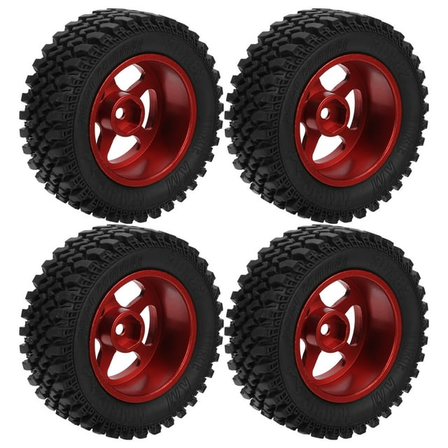 Pneus RC de Remplacement, Pneus de Voiture RC 1/12 en Alliage d'Aluminium Voiture RC Excellent Poids Léger avec 4 X Pneus RC pour Voiture RC 1/12 pour Extérieur Rouge,Bleu,Noir