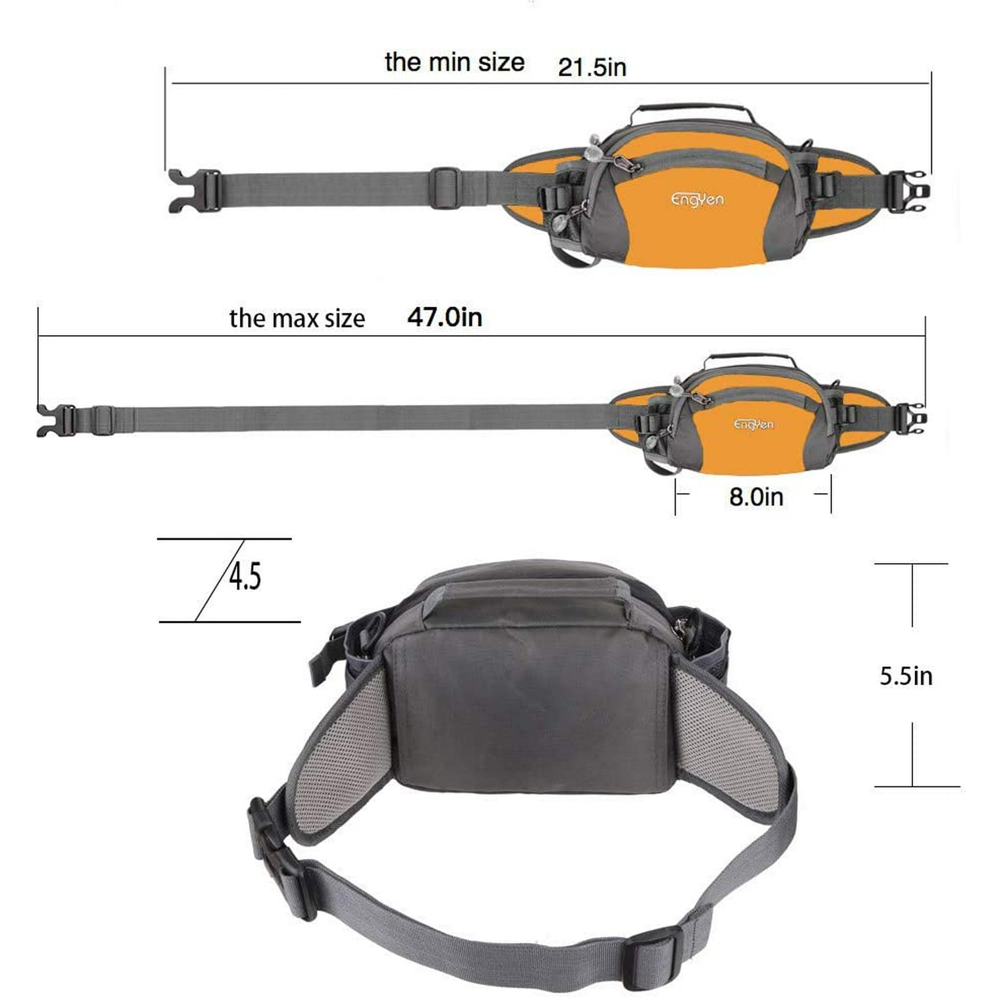 ENGYEN Fanny Pack Waist Bag for Women Men running packs gear with Phone Water Bottle holder Adjustable belt for Travel Workout Hiking carrying iPhone money multi colors u2026 orange Walmart
