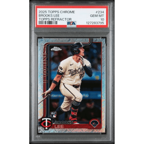 Graded 2025 Topps Chrome Brooks Lee #234 Topps Refractor Rookie RC Baseball Card PSA 10 Gem Mint
