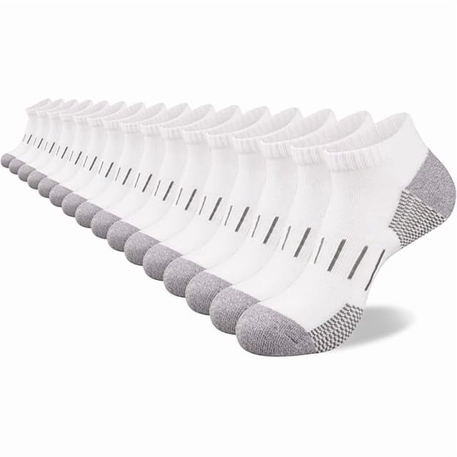 Chenchen 8 Pairs Men's Athletic Ankle Socks Cushioned Moisture Wicking Running Low Cut Sports Socks (Shoe Size 13-16)