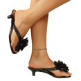 thumbnail image 5 of Willtoo Willtoo Jelly Sandals for Women Flower Decor Kitten Heel Clear Thong Sandals Square Open Toe Flip Flops Shoes, 5 of 6