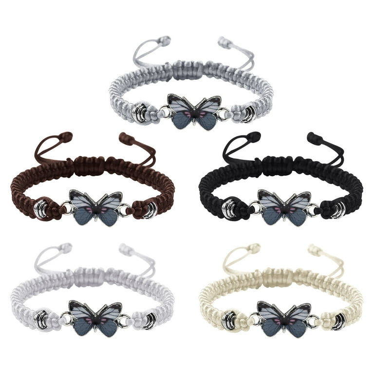 EQWLJWE Valentine's Day Butterfly Bracelet, for Teen Girls Adjustable  String Butterfly Bracelets for Women Cute Butterfly Charm Bracelets