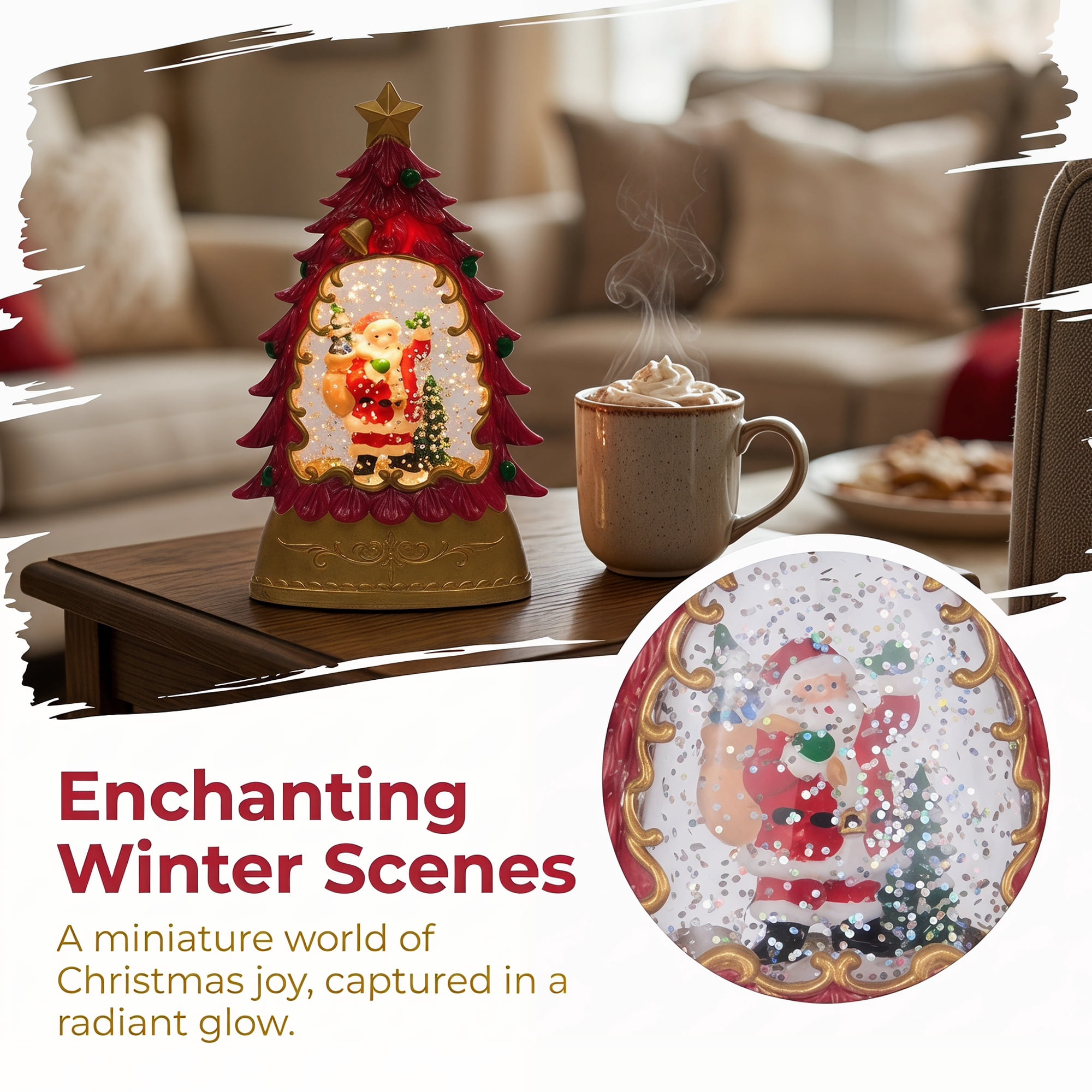 Unique Bargains Christmas Light Up Crystal Ball Shatterproof LED Lantern Red Style B 3.1"L x 2.2"W x 6.3"H