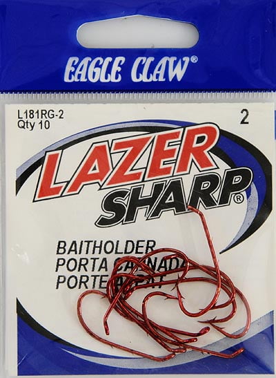 Red Eagle Claw Lazer Bait Holder Down Eye Offset Hook