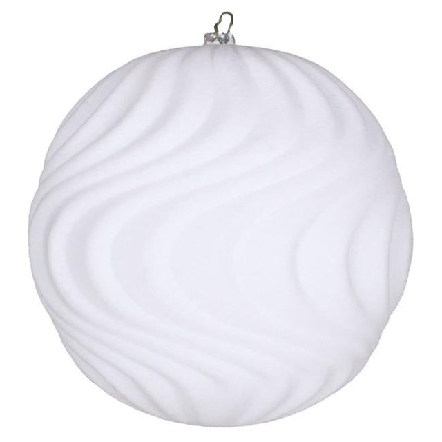 Vickerman MT196111D Ornement de Vague Floqué Blanc de 6 Po - 2 par Sac