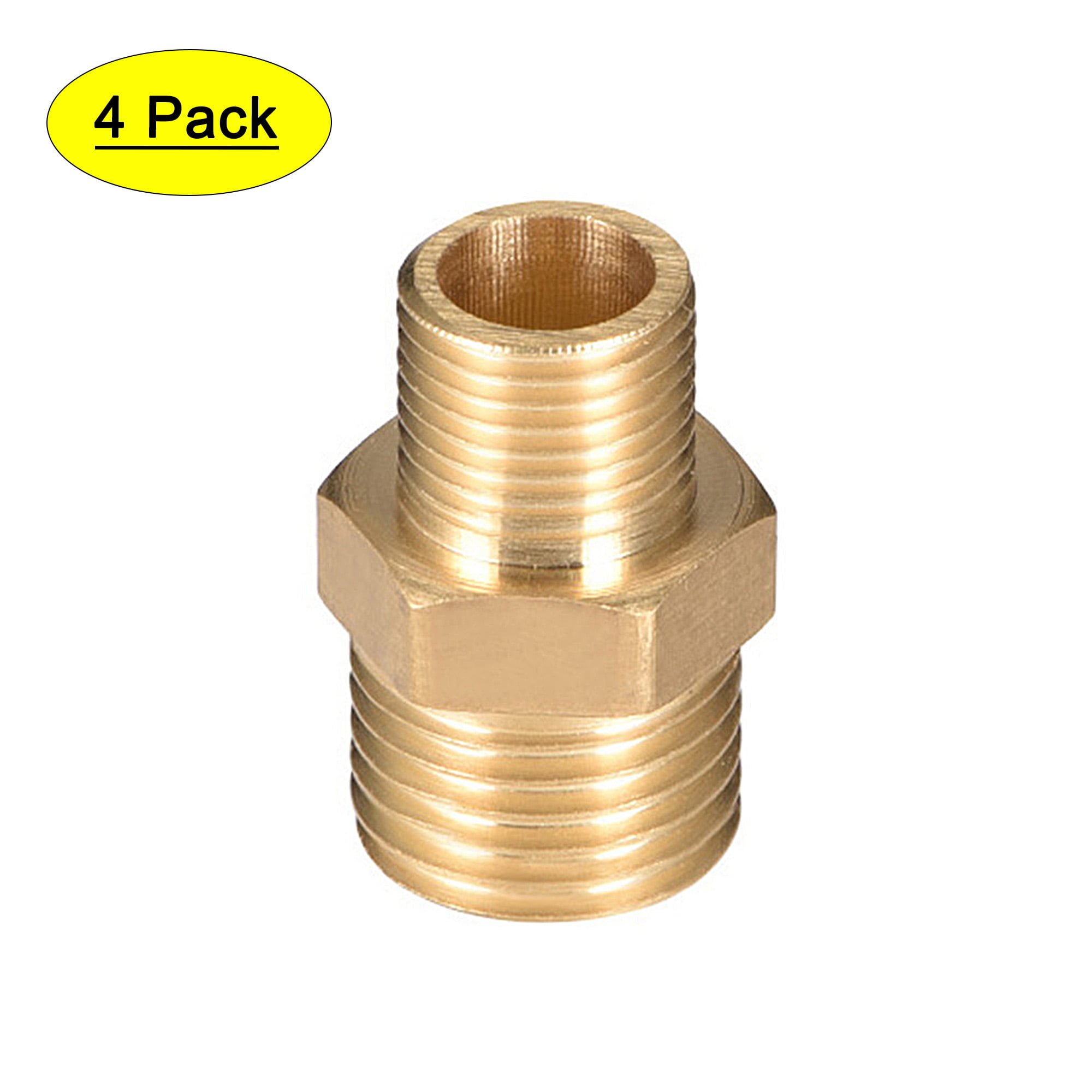 USA Solid Brass 3/8 NPT Brass Pipe Hex Nipple Fuel Water Air Brand New 
