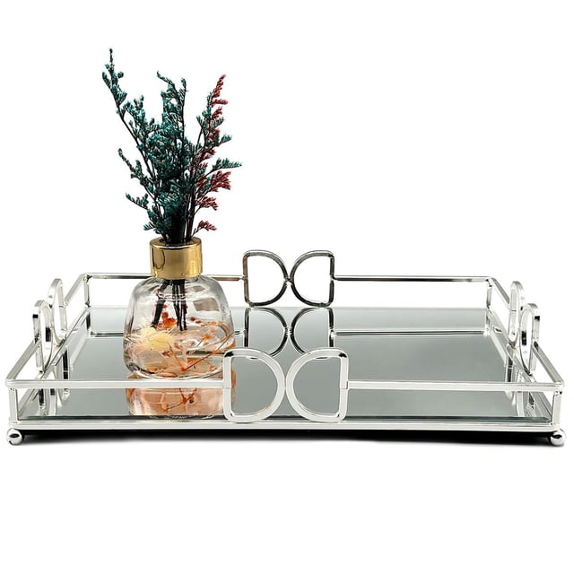 Bandeja decorativa HAIGOUER con espejo dorado para tocador