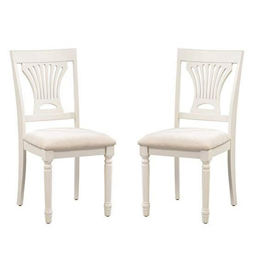 Trithi Furniture Portland Wood Ivory White Kitchen & Dining Chairs with