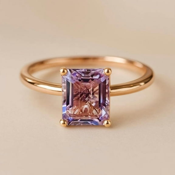 Lavender Amethyst Ring | Rose Gold plated 925 silver ring Birthstone Jewelry Engagement ring for him