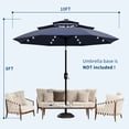 thumbnail image 2 of Garvee 10ft 3-Tier Solar Patio Umbrella with LED Lights, 8 Ribs, Push-Button Tilt, Crank Lift, Navy Blue, 2 of 7