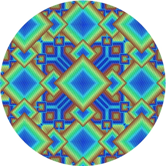Ahgly Company Machine Washable Indoor Round Transitional Deep Periwinkle Purple Area Rugs, 5' Round