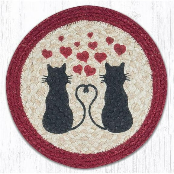 Capitol Importing 80-576LC 10 in. Jute Round Love Cats Printed Trivet
