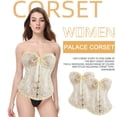 thumbnail image 5 of Women's Lace Up Boned Overbust Corset Bustier Lingerie Bodyshaper Top Princess corset -Apricot color, 5 of 6