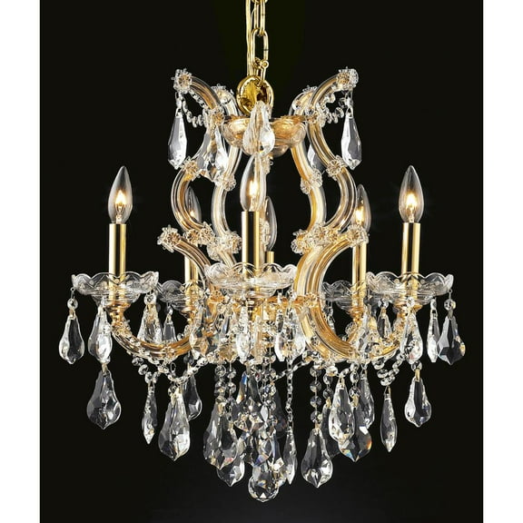 2801 Maria Theresa Collection Chandelier D:20in H:25in Lt:6 Gold Finish (Royal Cut Crystals)