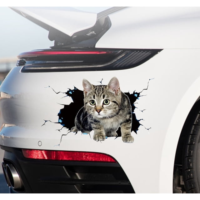 Calcomanía de gato 3D, calcomanía decorativa de gato lindo, pegatina de gato, pegatina con tema de animal, decoración del coche, pegatina personalizada para ventana, parachoques, grieta para coche Rojo Verde