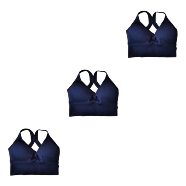 Thinsony Supportive Sports Bra Yoga Crop Top Vest for Workouts Blue L 3Set