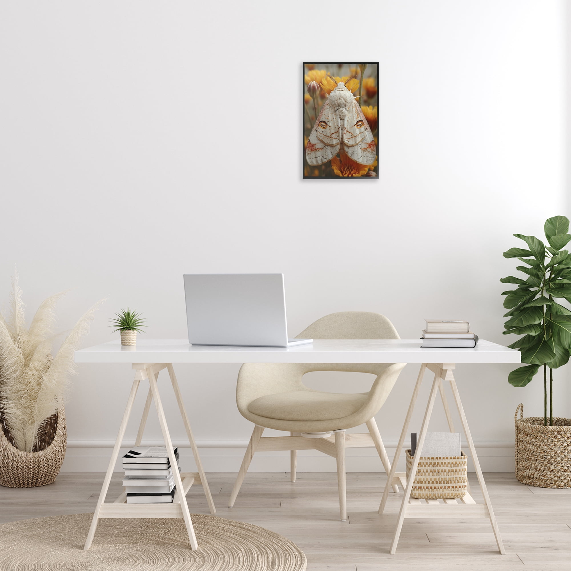Stupell Industries Delicate Luna Moth Animals & Insects Painting Black Framed Art Print Wall Art, 12 x 18