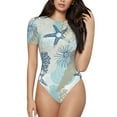 thumbnail image 2 of Picia Algae Corals and Seashells Womens One Piece Swimsuits Modest Tummy Control Bathing Suits Lace Up Slimming Swim Suit-XX-Large, 2 of 9