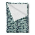 thumbnail image 2 of Ethnic Soft Flannel Fleece Throw Blanket, Blossoming Flowers Arrangement Inspirations from Oriental Folklore, Cozy Plush for Indoor and Outdoor Use, 60" x 80", Pale Blue Dark Teal, by Ambesonne, 2 of 5
