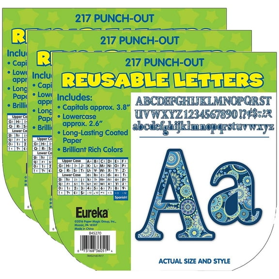 Eureka Blue Harmony Circle Letters Deco Letters, 217 Per Pack, 3 Packs