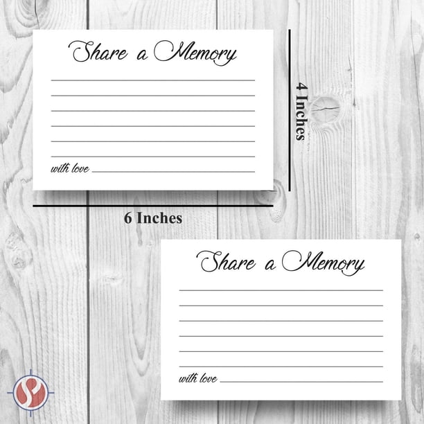 Share a Memory Card – Great for Birthday, Anniversary, Bridal Shower and  Graduation Celebration and Memorial and Funeral | 4 x 6” | 50 Cards per  Pack - Walmart.com
