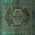 thumbnail image 1 of Ahgly Company Machine Washable Indoor Square Persian Turquoise Blue Traditional Area Rugs, 7' Square, 1 of 4