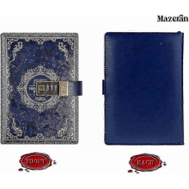 Combination Lock Journal, Vintage Elegant Leather Hard Cover Floral Embossed Notebook Diary, 256 Pages Lined Golden Gilded Password Locking Pe