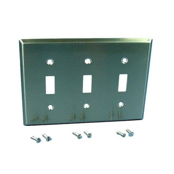 Cooper/Arrow Hart ANTIMICROBIAL Stainless Steel 3-Gang Switch Cover Toggle Wallplate
