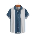 thumbnail image 4 of Hfnxid Mens Summer Button Down Shirt Big and Tall Short Sleeve Shirts Color Block Work Tshirt Summer Cuba Beach Tee, 4 of 7