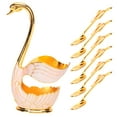 thumbnail image 1 of Zinc Alloy Tableware Sets, Swan Base Design, Includes Spoons, Forks, and Swan Holder, for Coffee, Desserts, and Table Decoration, 1 of 7